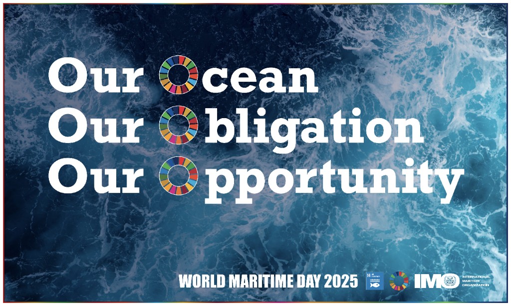 IMO World Maritime Day 2025 promotional graphic by the International Maritime Organization