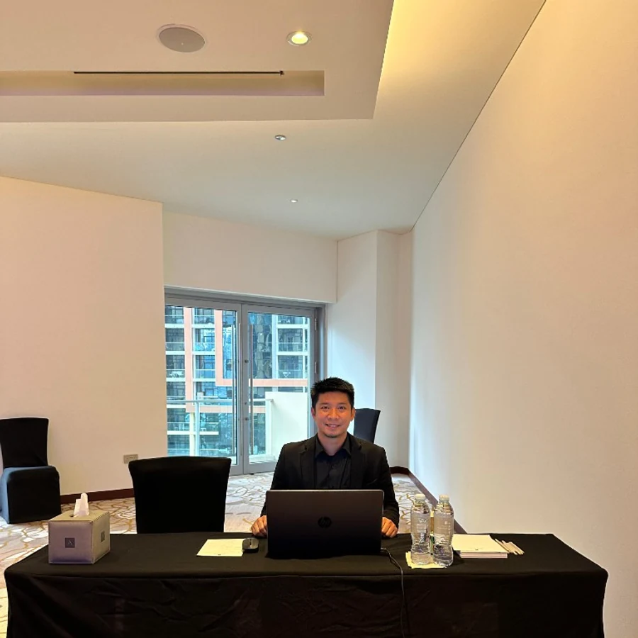 Pre-configured registration node at an event check-in desk